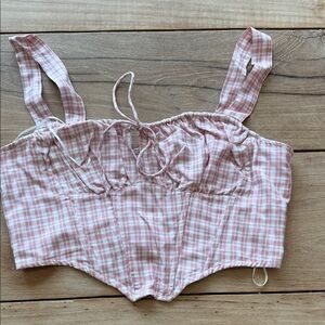 Cotton candy la medium Pink Plaid Corset Top